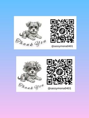 Animal QR Code Collection  Thank You Stickers 2x4 50pc Handcrafted QR Code